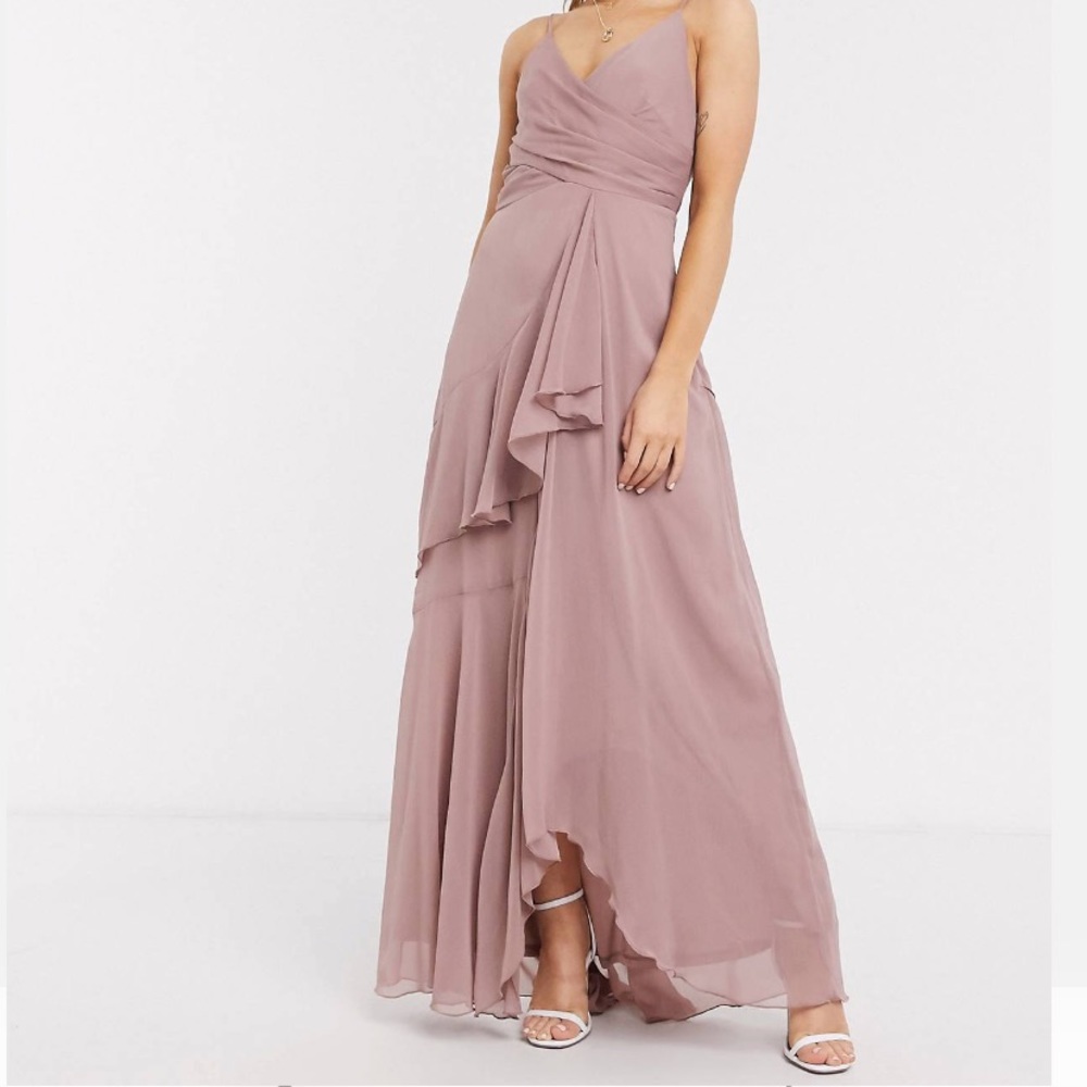 ASOS DESIGN layered cami maxi dress in rose pink